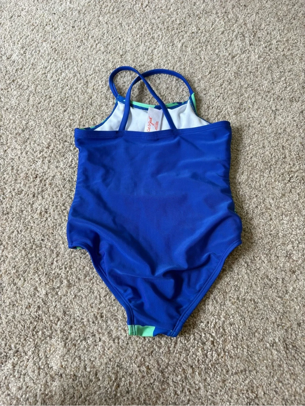 Cat And Jack Toddler Girls One Piece Swimsuit 4T Blue And Green Tropical
